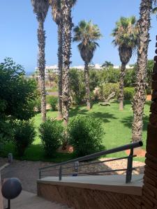 a view of a park with palm trees at Studio vue sur mer in Dar Bouazza