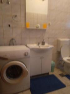 bagno con lavatrice e lavandino di Apartments Dvije Palme a Šibenik
