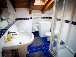 a bathroom with a sink and a shower and a toilet at Casa Celesta in Aosta +23 photos