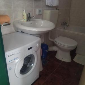 a bathroom with a washing machine and a sink at Apartment Tuja in Jadrtovac