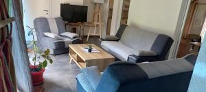 een woonkamer met 2 banken en een salontafel bij Vila Anis in Bihać