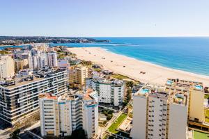 - une vue aérienne sur la plage et les bâtiments dans l'établissement Monte da Ondas by ALgest, à Portimão