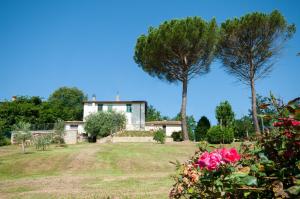 una casa en medio de un patio con flores en Villa Colle di Giotto Mugello, Tuscany en Borgo San Lorenzo