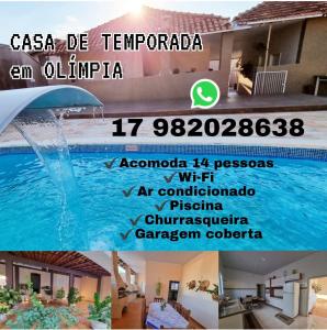 ein Flyer für eine Villa mit einem Pool in der Unterkunft RECANTO ANDRADE in Olímpia