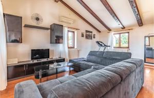 - un salon avec un canapé et une télévision dans l'établissement Nice Home In Liznjan With 6 Bedrooms, Wifi And Outdoor Swimming Pool, à Ližnjan