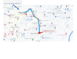 un mapa de la ruta propuesta para la mejora de los terrenos comunes de kenneland en Residencial Coya en David
