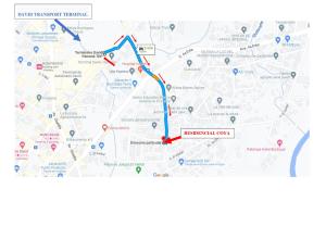 mapa proponowanej trasy modernizacji schroniska i wspólnot w obiekcie Residencial Coya w mieście David