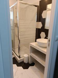 a bathroom with a shower and a sink at Casa Sonia in Vadu +74 photos