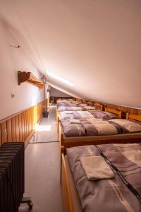 eine Reihe von Betten in einem Zimmer in der Unterkunft Lovecká chata Myslivna in Hrušovany nad Jevišovkou