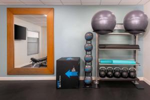 a gym with exercise equipment and a mirror at Hampton Inn Bonita Springs Naples North in Bonita Springs