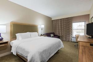 a hotel room with a large bed and a television at Hampton Inn Bonita Springs Naples North in Bonita Springs