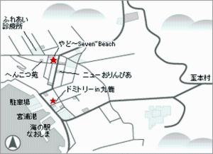 un mapa de una ciudad en Yado Seven Beach, en Naoshima