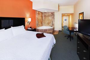 a hotel room with a bed and a desk and a tub at Hampton Inn and Suites Austin - Lakeway in Lakeway