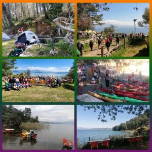 a collage of pictures of people at a park at Sultaniye Camping in Mugla