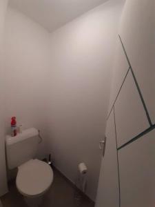ein Bad mit einem weißen WC in einem Zimmer in der Unterkunft CAP MONTA - Maison Neuve in Vendays-Montalivet