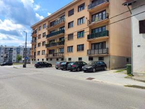 a row of cars parked in front of a building at Apartmant Borna in Slunj +26 photos