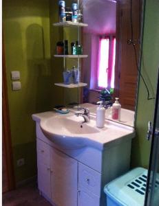 y baño con lavabo y espejo. en Chez Franck et Sandra, en Sainte-Menehould