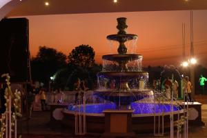 ROYAL CASTLE HOTEL في مانانثافادي: وجود نافورة في حفلة في الليل