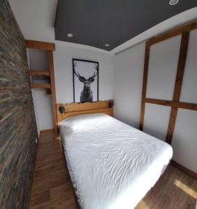 a bedroom with a white bed in a room at Appartement charme CHAMROUSSE in Chamrousse