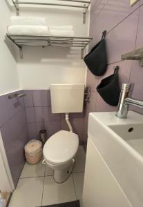 SSTUDIO في إيزولا: حمام صغير مع مرحاض ومغسلة