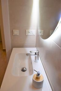 y baño con lavabo y espejo. en Peritxenea Landa Apartamentuak, en Lesaka