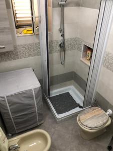 a bathroom with a shower with a toilet and a sink at CASA DIANA in Lipari