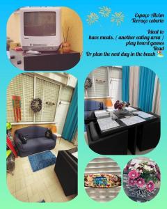 a collage of four pictures of a room with a computer at ESPAÇO ALVIM in Esmoriz