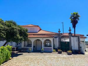 een huis met een poort en een palmboom bij Casa da Real Companhia in Lamego