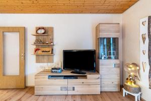 - un salon avec une télévision sur une commode en bois dans l'établissement Furtwengler, à Oberharmersbach