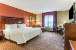 Habitación de hotel con cama grande y escritorio. en Hampton Inn Chattanooga-North en Chattanooga