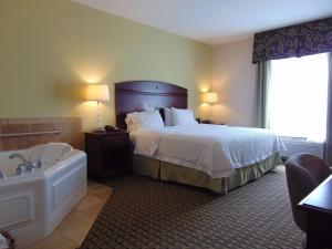 um quarto de hotel com uma cama e uma banheira em Hampton Inn & Suites Cleveland-Mentor em Mentor