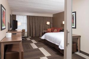 ein Hotelzimmer mit einem Bett und einem TV in der Unterkunft Hampton Inn Columbus/Taylorsville in Edinburgh