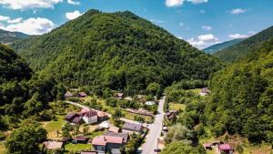 an aerial view of a small village in the mountains at TRANSILVANIA BLISS COTTAGE in Someşu Rece +28 photos
