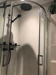 Studio Dream On في أوستند: كشك للاستحمام في الحمام مع باب زجاجي