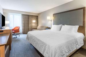 a hotel room with a large bed and a television at Hampton Inn Eau Claire in Eau Claire