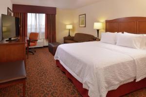 um quarto de hotel com uma cama e uma televisão de ecrã plano em Hampton Inn Frederick em Frederick
