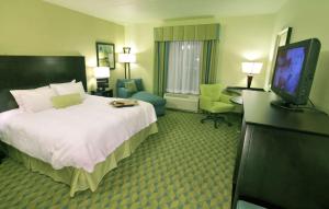 a hotel room with a bed and a flat screen tv at Hampton Inn Gadsden/Attalla Interstate 59 in Gadsden