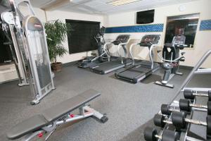 a gym with several treadms and cardio machines at Hampton Inn Hadley-Amherst Area in Hadley