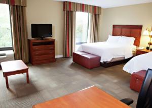 ein Hotelzimmer mit einem Bett und einem TV in der Unterkunft Hampton Inn Martin in Martin