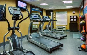 a gym with two treadmill machines in a room at Hampton Inn Pendleton in Pendleton