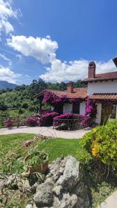 a house with flowers on the side of it at Apartamentos La Güertona in Sardalla