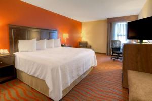 a hotel room with a large bed and a flat screen tv at Hampton Inn Russellville in Russellville