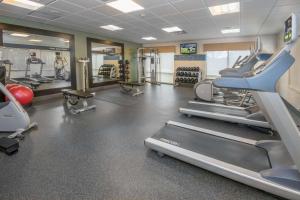 - une salle de sport avec tapis de course et machines dans l'établissement Hampton Inn & Suites Selma-San Antonio/Randolph AFB, à Selma