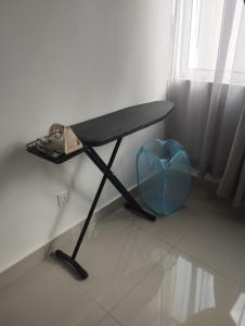 a treadmill sitting on a floor next to a window at Desaru coast Waterpark and Beach in Desaru
