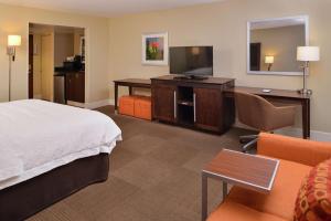 una camera d'albergo con letto e scrivania di Hampton Inn South Hill a South Hill