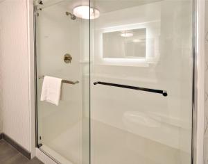 a shower with a glass door in a bathroom at Hampton Inn Santee-I-95 in Santee