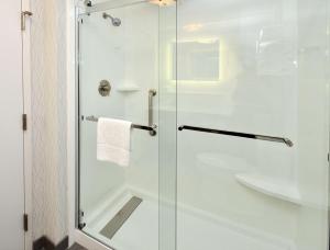 a shower with a glass door in a bathroom at Hampton Inn Santee-I-95 in Santee