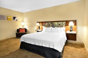 a hotel room with a large bed and a chair at Hampton Inn Santee-I-95 in Santee