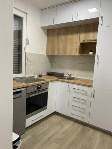 A kitchen or kitchenette at Apartman Oaza