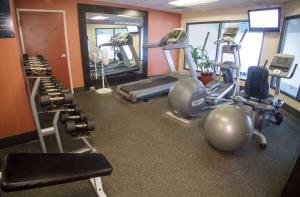 a gym with several treadmills and exercise machines at Hampton Inn South Haven in South Haven